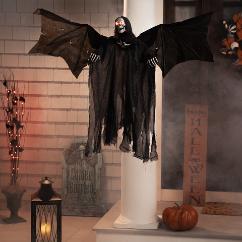 50" LED Lighted and Animated Winged Grim Reaper Halloween Decoration