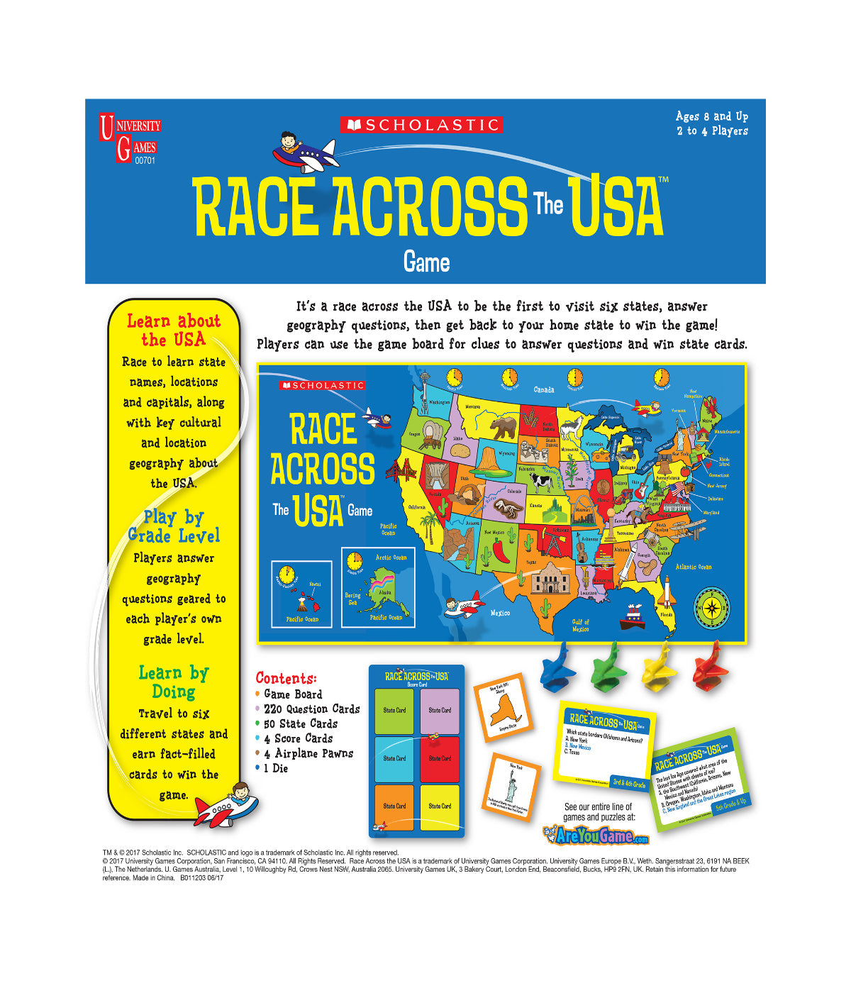  Scholastic - Race Across the USA Game Multi - Multi - Bonton