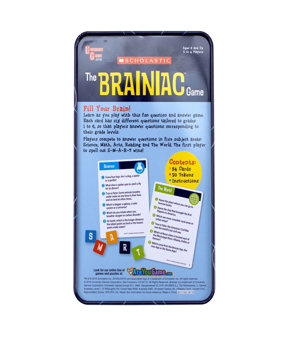  Scholastic - The Brainiac Game Tin Multi - Multi - Bonton