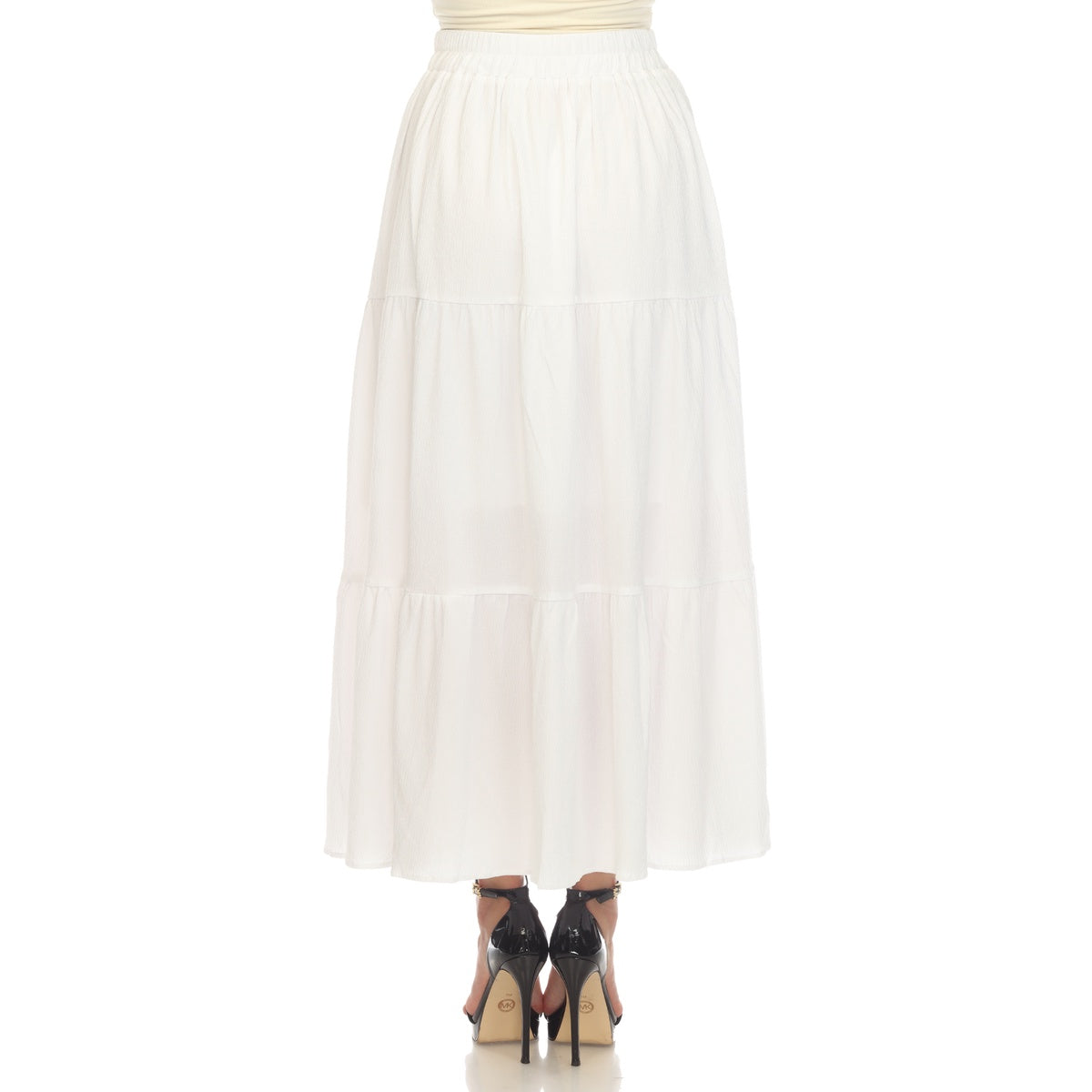  White Mark Women's Pleated Tiered Maxi Skirt - M - Bonton