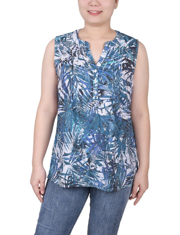 Petite Sleeveless Pintucked Blouse