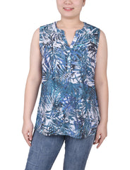 Petite Sleeveless Pintucked Blouse