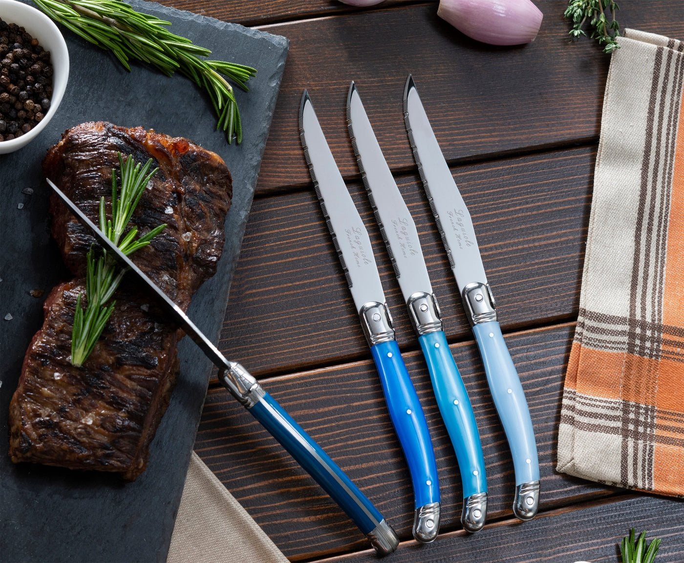  French Home Set of 4 Laguiole Steak Knives, Shades of Blue - Default Title - Bonton