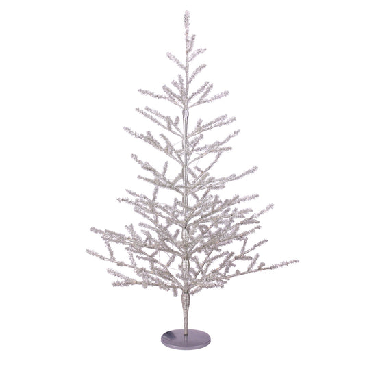 3' Pre-Lit LED Silver Tinsel Twig Artificial Christmas Tree - Clear Lights