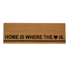 Natural Coir Outdoor Rectangular "Home Is Where the Heart Is" Doormat 16" X 48"