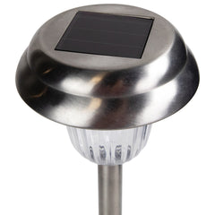 Set of 4 Stainless Steel Solar Powered LED Pathway Markers  15"