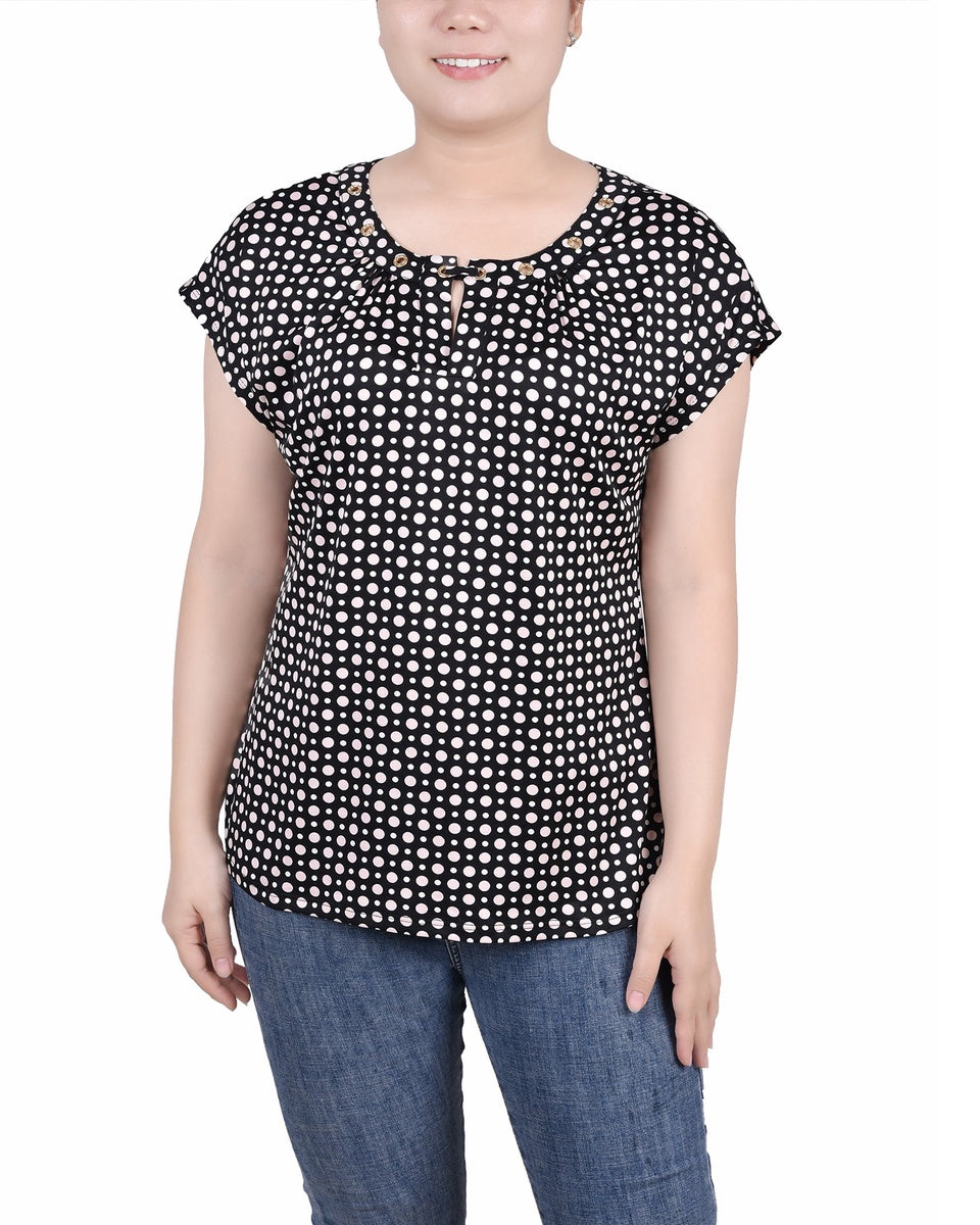  NY Collection Extended Sleeve Top With Grommets - Nice Icemoon - Bonton