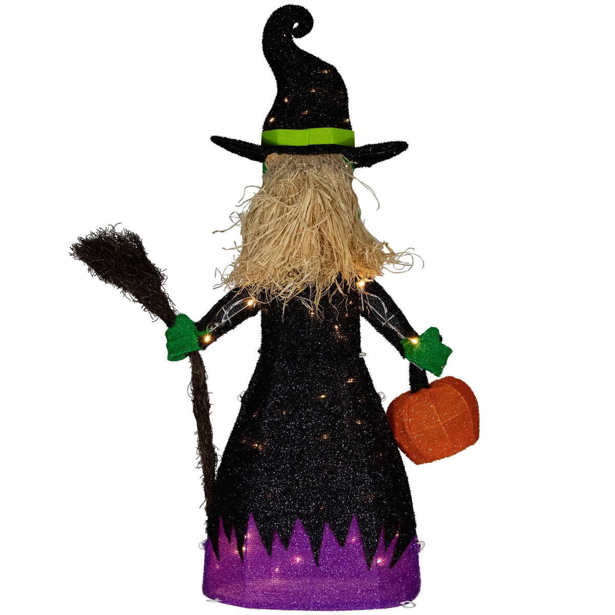  Northlight LED Lighted Witch With Broom Outdoor Halloween Decoration - 39