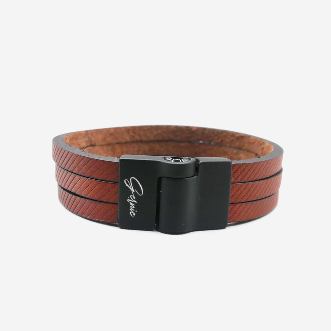  Gernie NYC Men's Malibu Leather Bracelet - Havana - Bonton