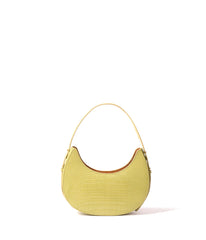 Naomi Leather Moon Bag with Croc-Embossed Pattern Green