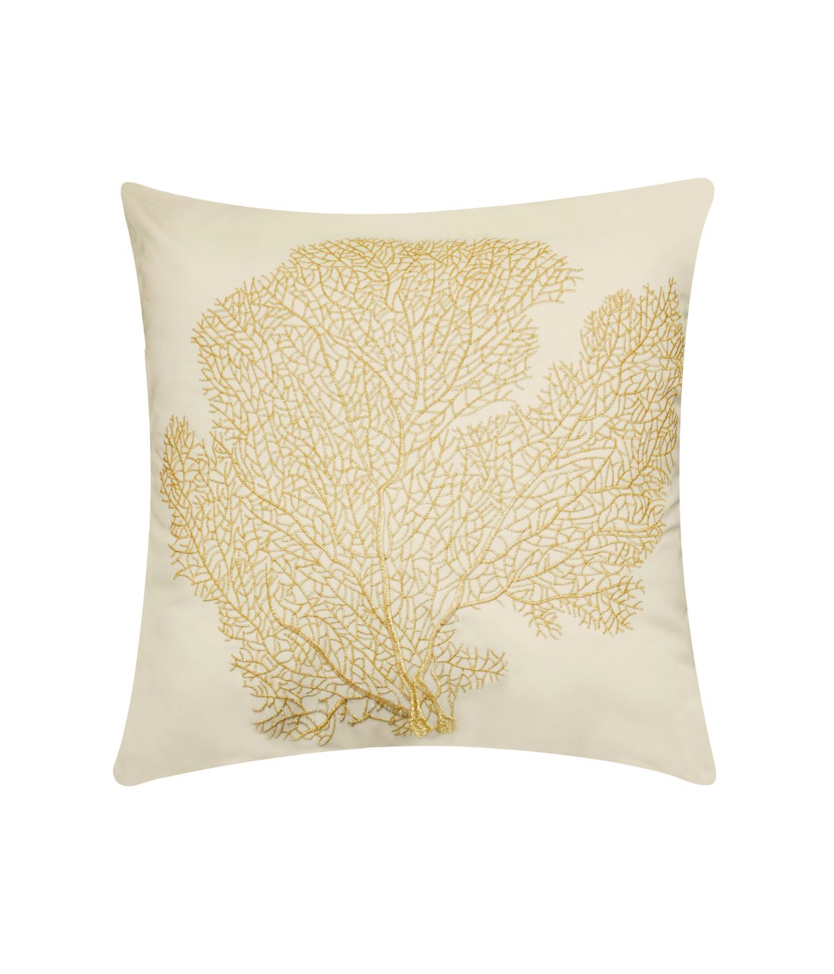  Edie @ Home Embroidered Printed Coral Outdoor Pillow Cream/Gold - Cream/Gold - Bonton