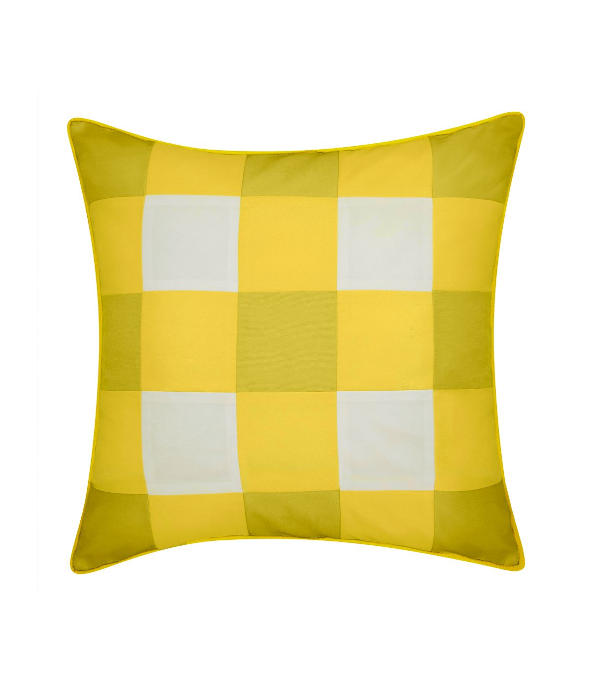  Edie @ Home Gingham Decorative Outdoor Pillow Sunshine/Citron - Sunshine/Citron - Bonton