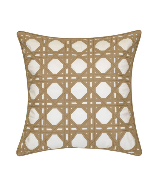 Rattan Look Geometric Decorative Pillow Khaki