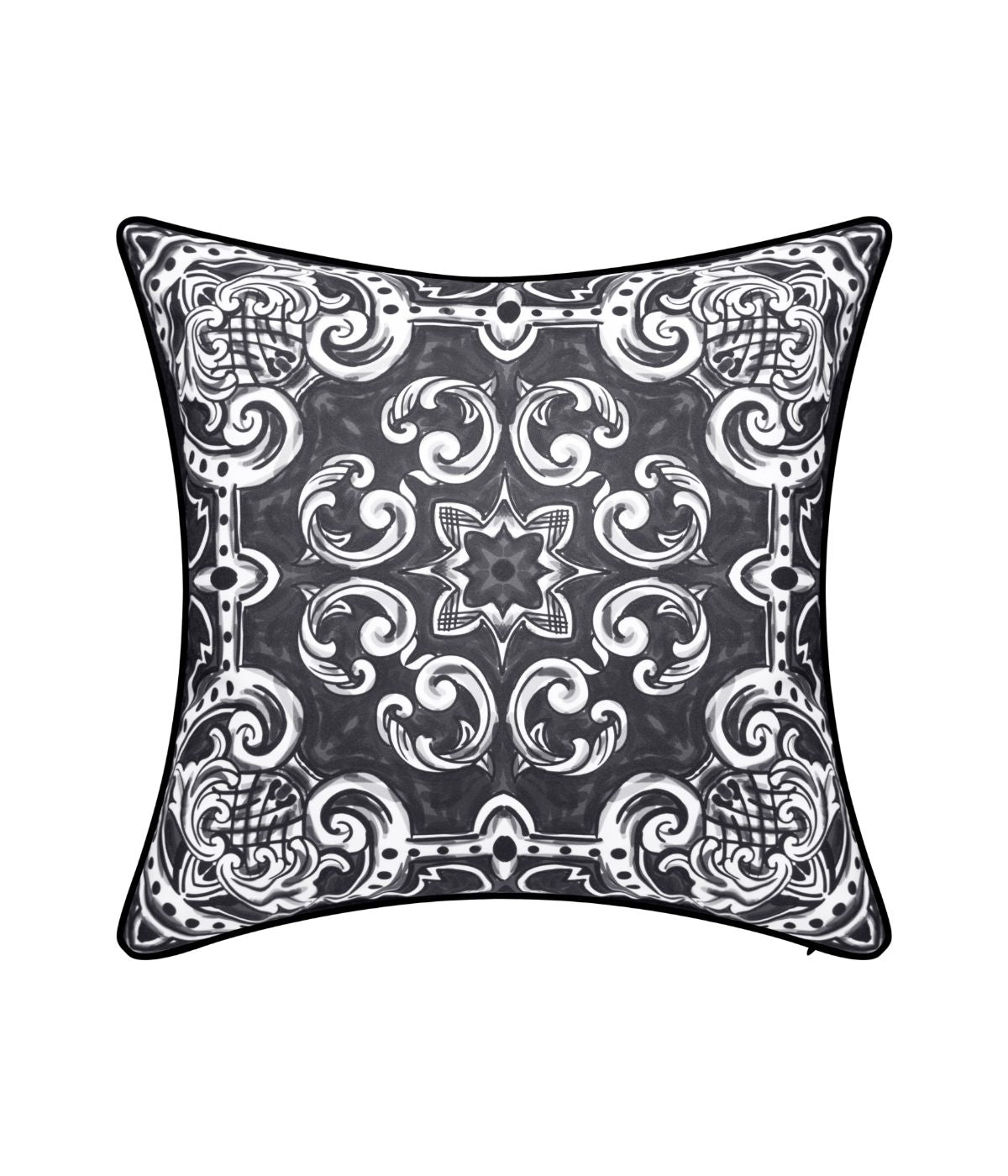  Edie @ Home Alhambra Outdoor Decorative Pillow Black - Black - Bonton