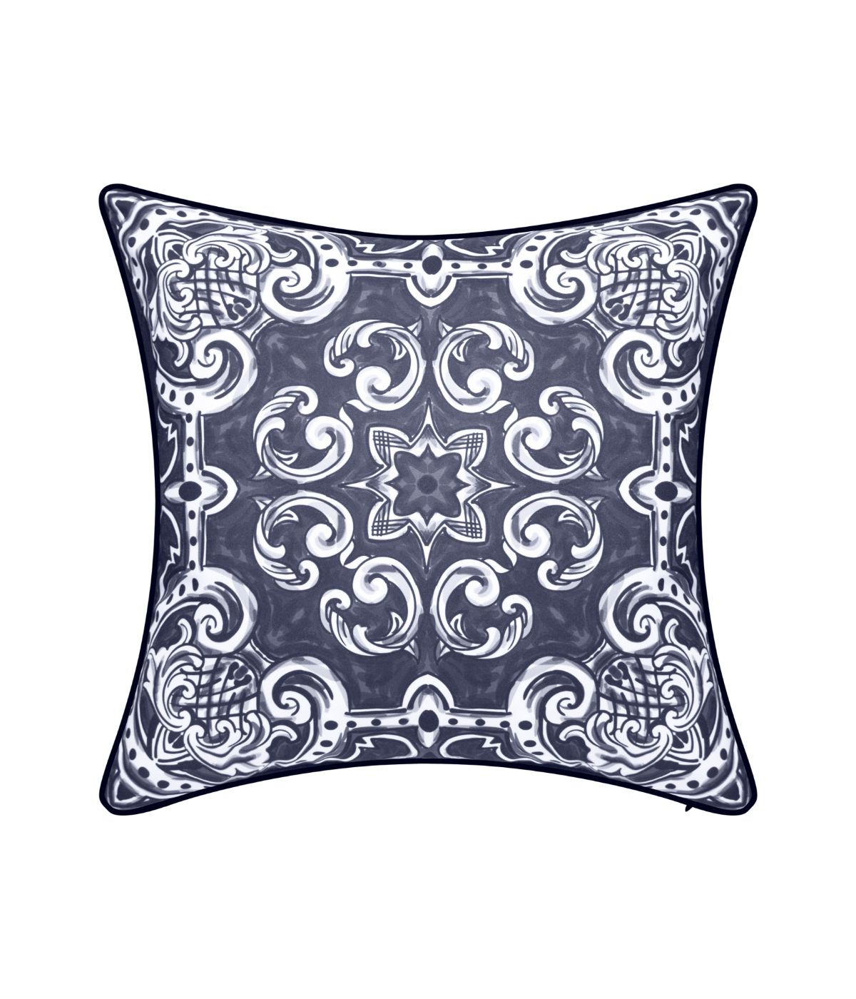  Edie @ Home Alhambra Outdoor Decorative Pillow Navy - Navy - Bonton