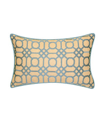 Raffia Geometric Embroidery Decorative Lumbar Pillow Capri/Natural