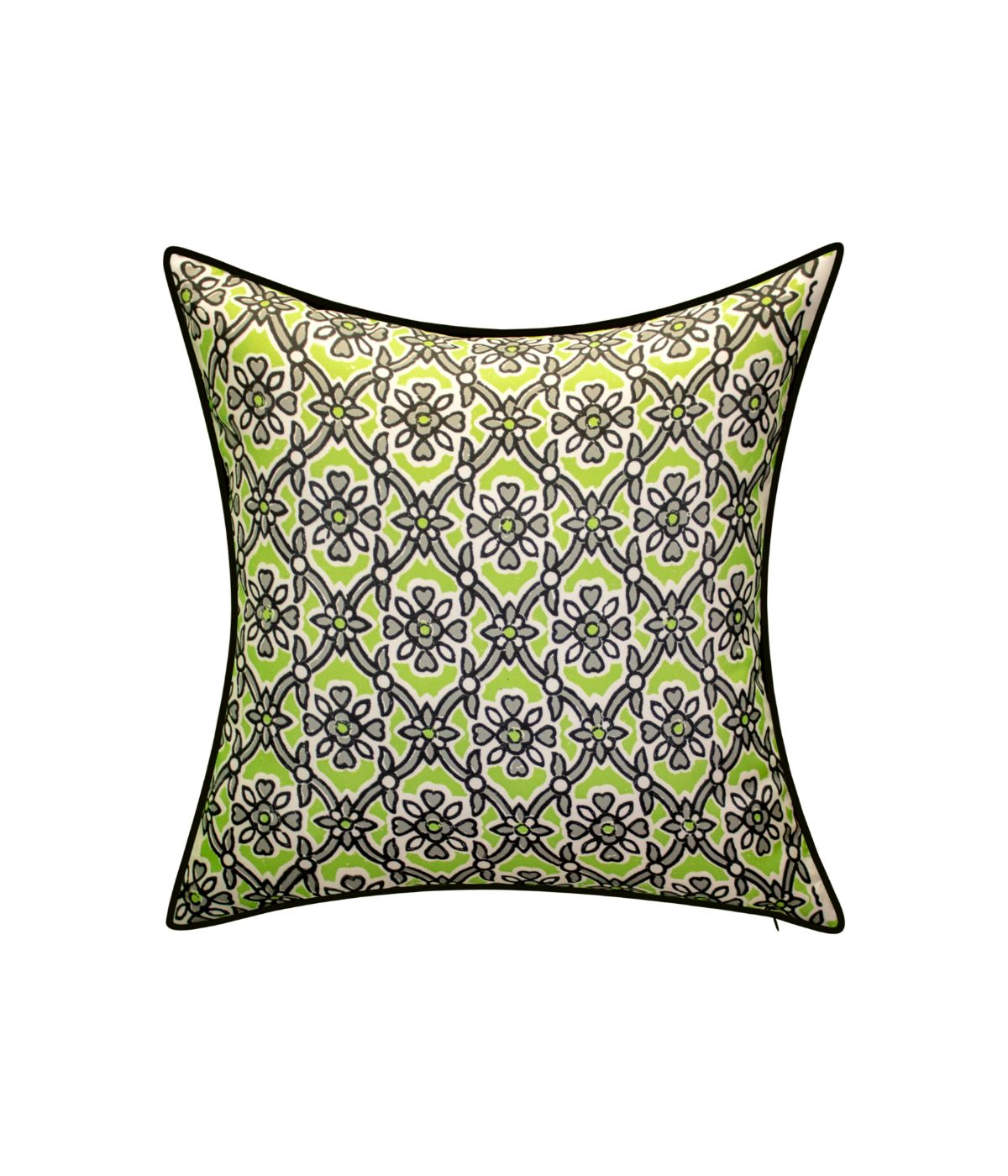  Edie @ Home Reversible Antique Tile Print Outdoor Pillow Leaf - Leaf Multi - Bonton