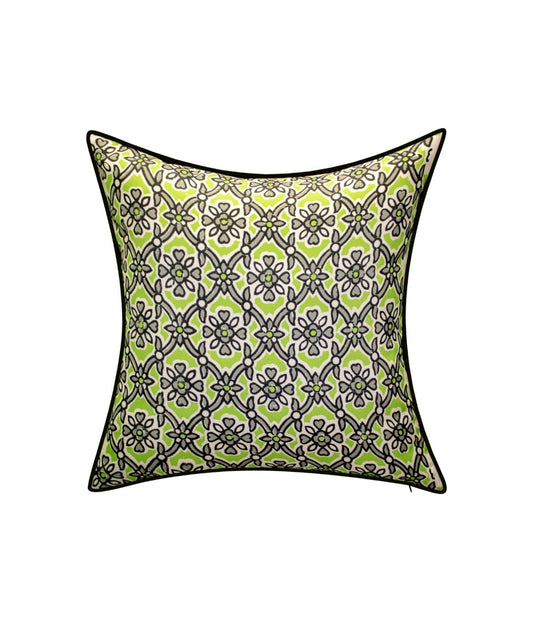 Reversible Antique Tile Print Pillow Leaf Multi