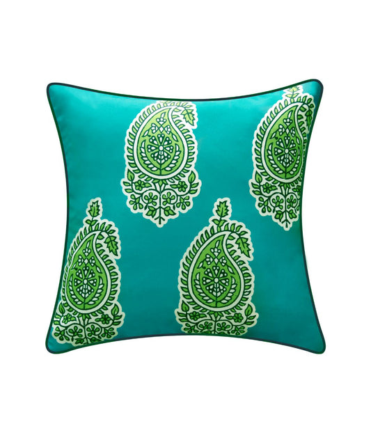 Reversible Jaipur Print Pillow Turq Leaf