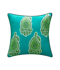 Reversible Jaipur Print Pillow Turq Leaf