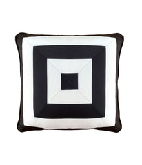 Reversible Raffia Mitered Stripe Flanged Pillow Black Multi
