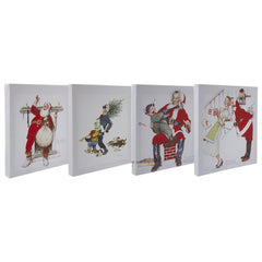 Set of 4 8" X 8" Classic Norman Rockwell Christmas Scene Canvas Prints