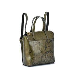 Shia 3D Embossed Floral Convertible Shoulder Bag/Backpack