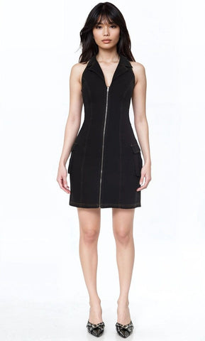 Denim Halter Mini Dress