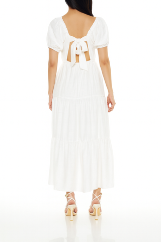 Tiered Puff-Sleeve Maxi Dress
