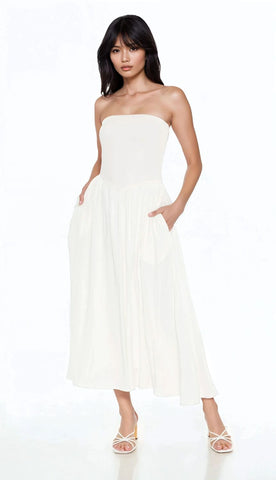 Strapless Fit & Flare Midi Dress