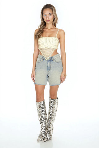 Sequin Sweater-Knit V-Hem Cami