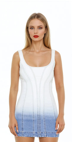 Gradient Denim Tank Mini Dress