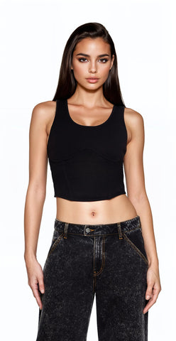 Sweater-Knit Corset Tank Top