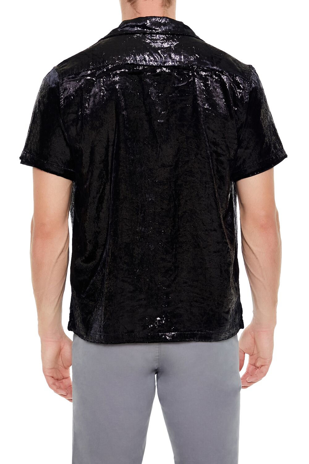  Forever 21 Textured Cuban Collar Shirt - black - Bonton