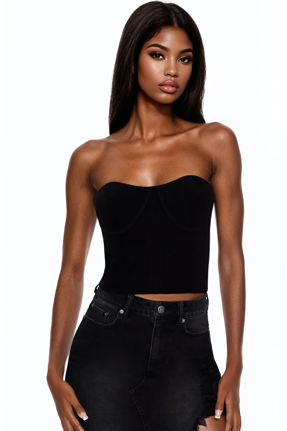  Forever 21 Sweater-Knit Tube Top - black - Bonton