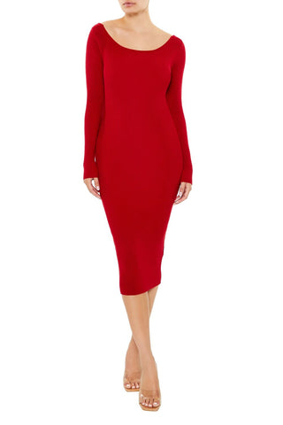 Twist-Back Midi Sweater Dress