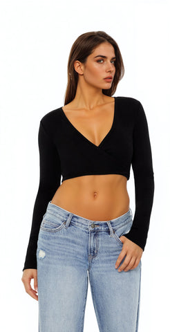 Surplice Crop Wrap Top