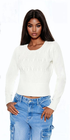 Cropped Lattice Sweater