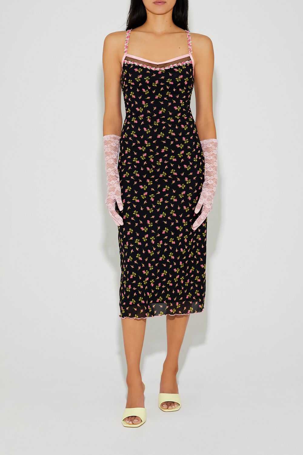  Forever 21 Betsey Johnson Floral Midi Dress - black-multi - Bonton