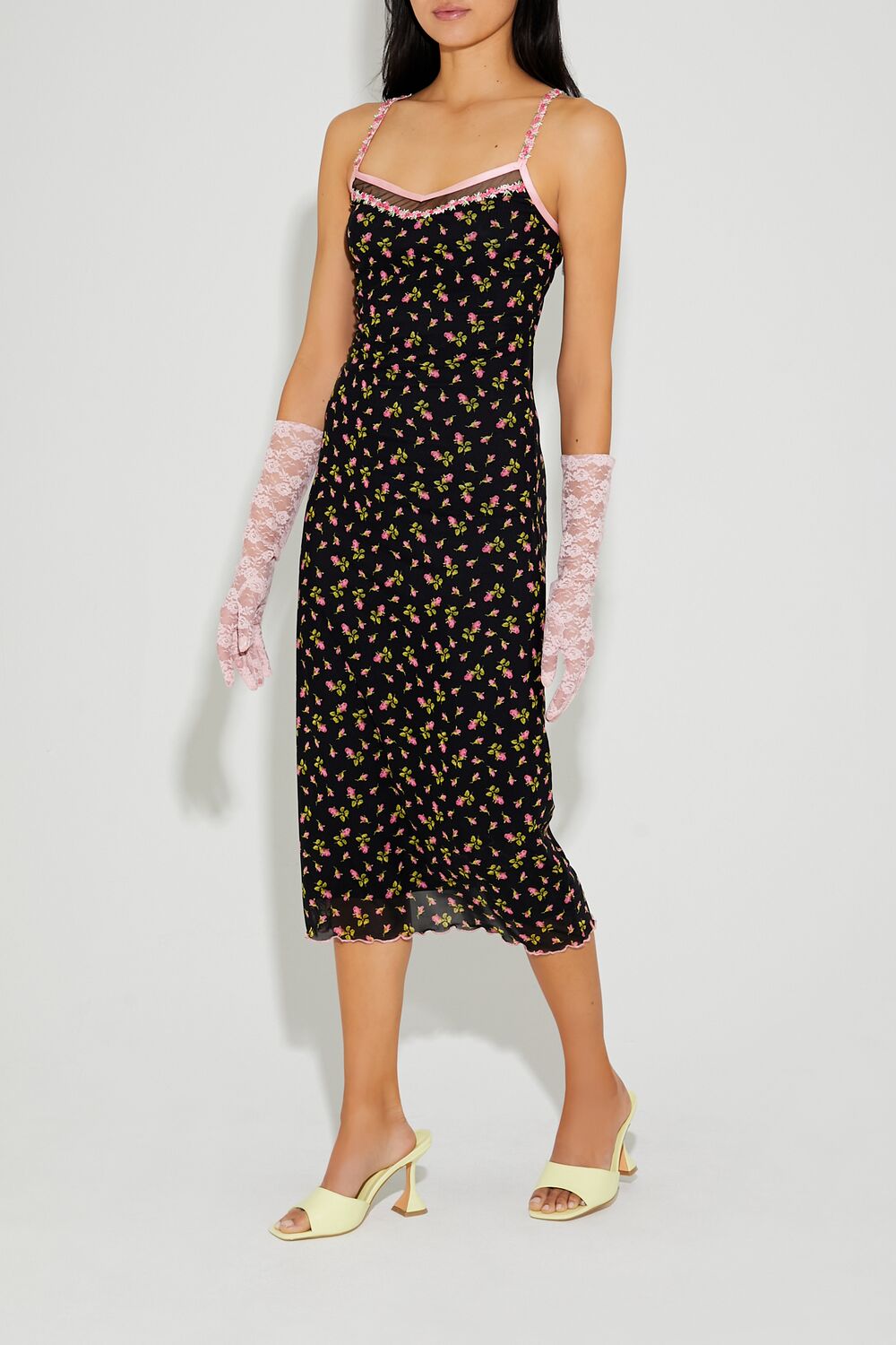  Forever 21 Betsey Johnson Floral Midi Dress - black-multi - Bonton