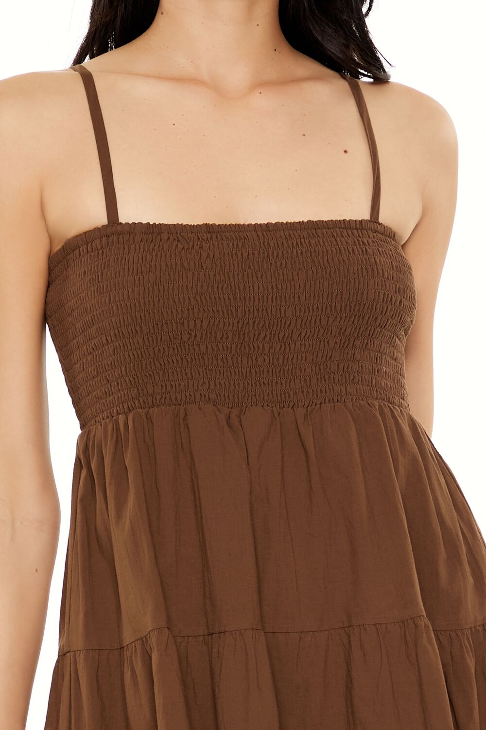  Forever 21 Tiered Mini Babydoll Dress - dark-brown-swatch - Bonton