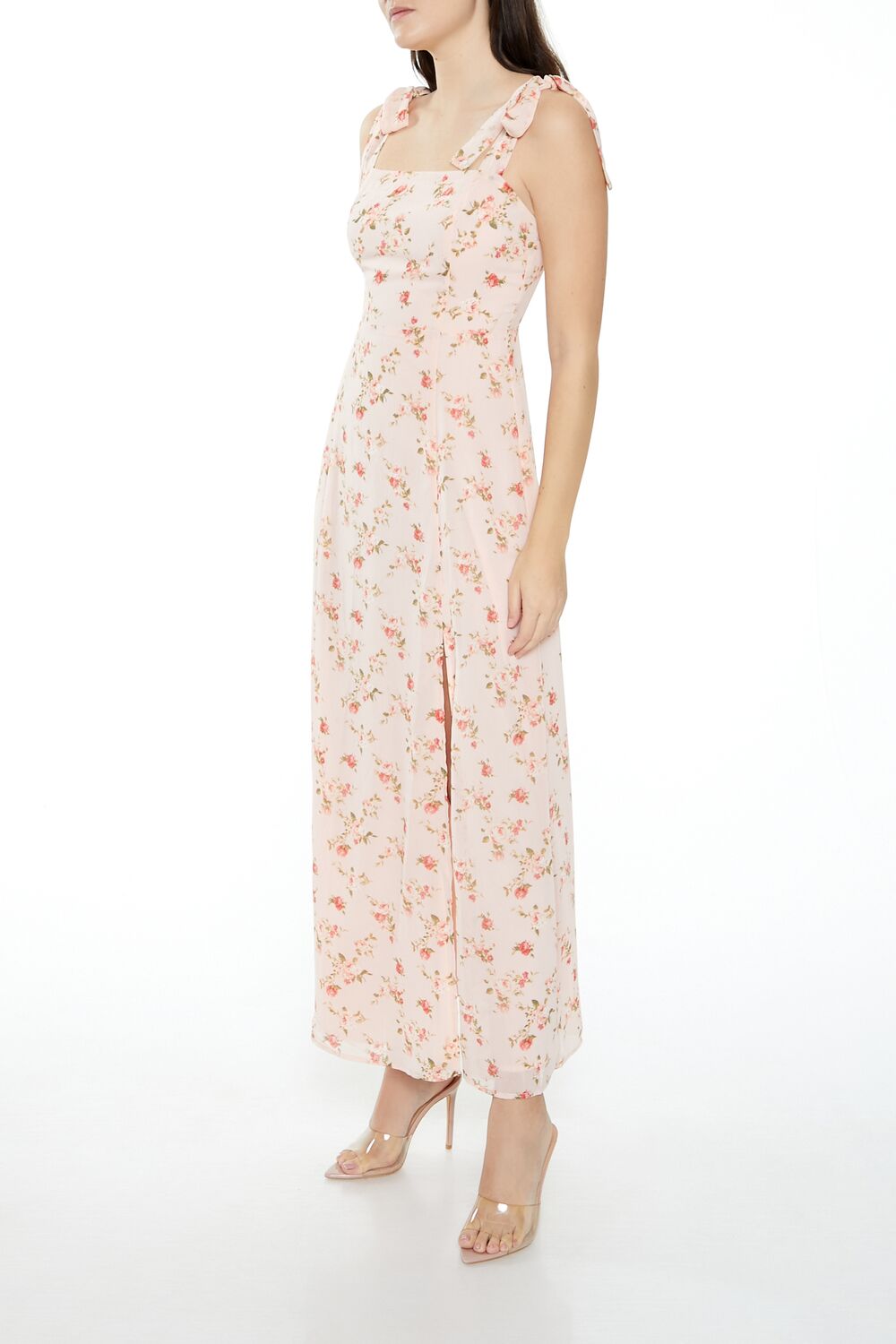  Forever 21 Floral Tie-Strap Maxi Dress - pink--multi-swatch - Bonton