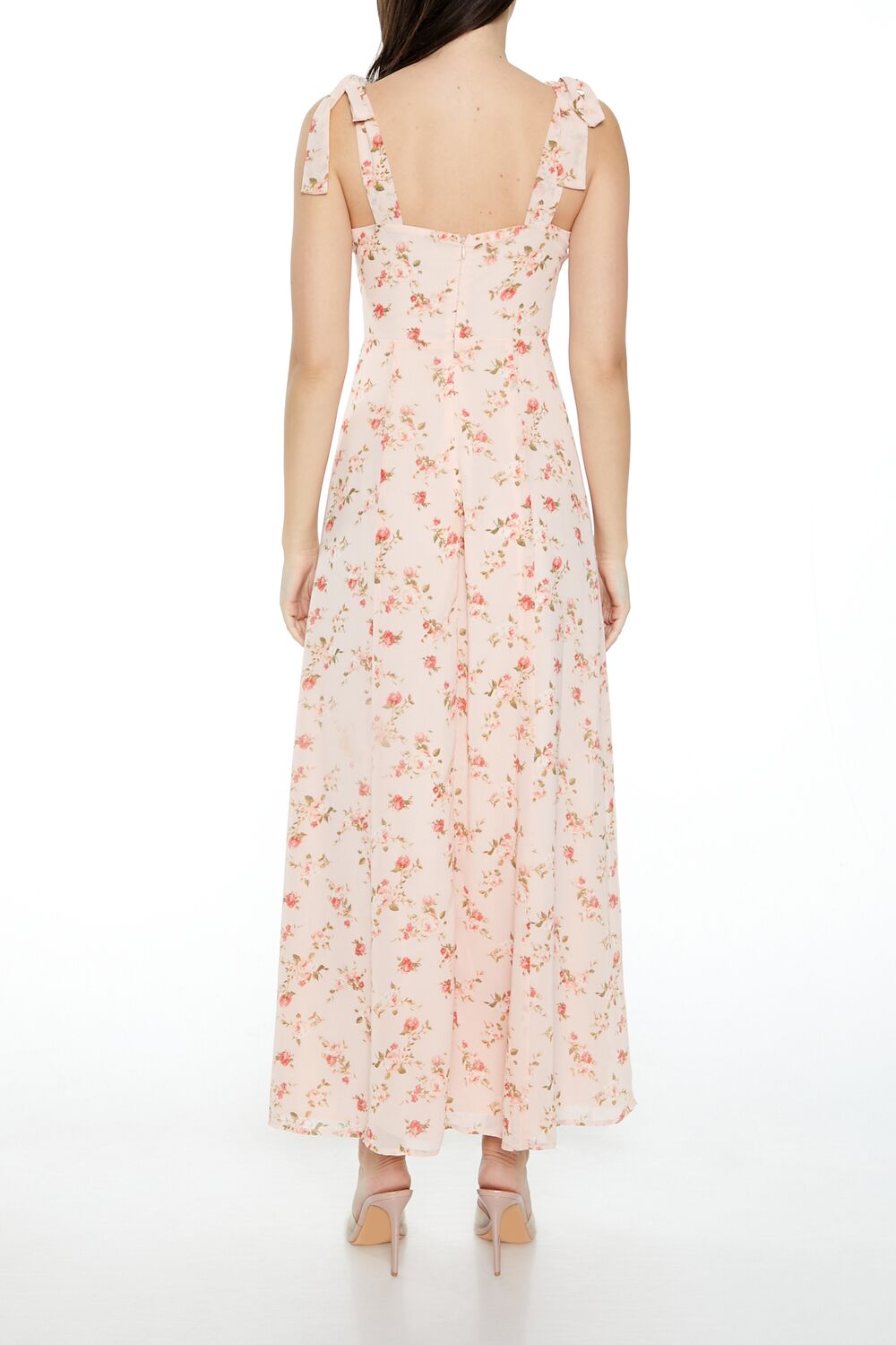  Forever 21 Floral Tie-Strap Maxi Dress - pink--multi-swatch - Bonton