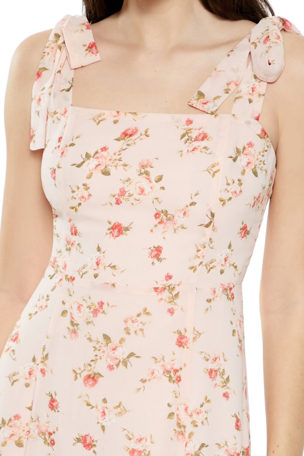  Forever 21 Floral Tie-Strap Maxi Dress - pink--multi-swatch - Bonton