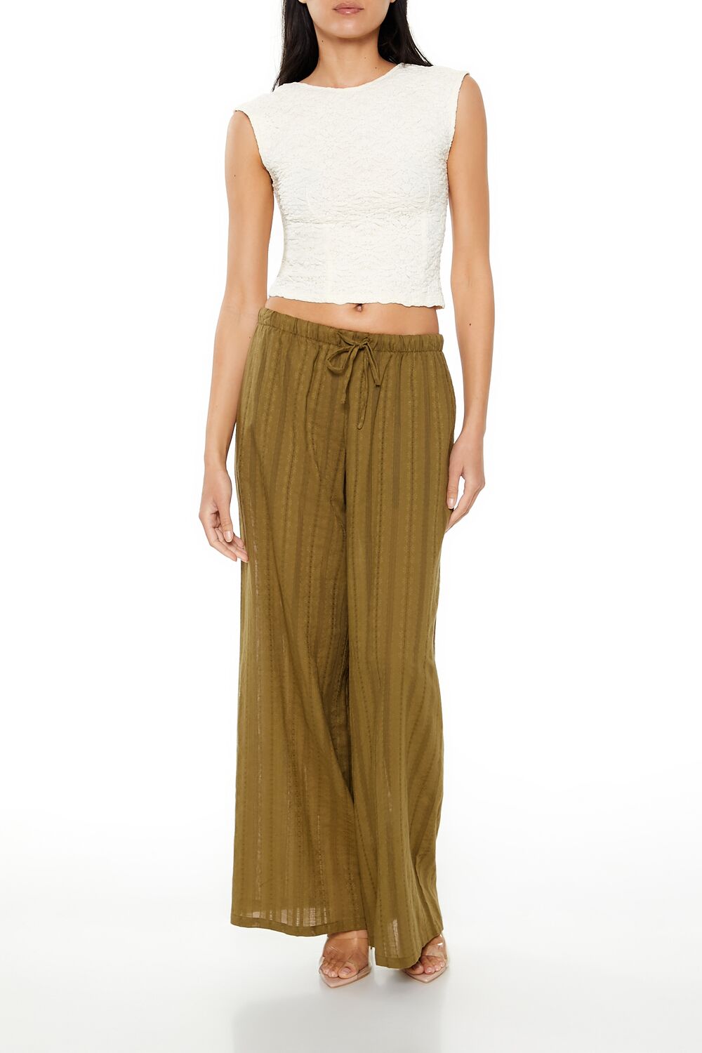  Forever 21 Floral Tie-Back Crop Top - cream - Bonton