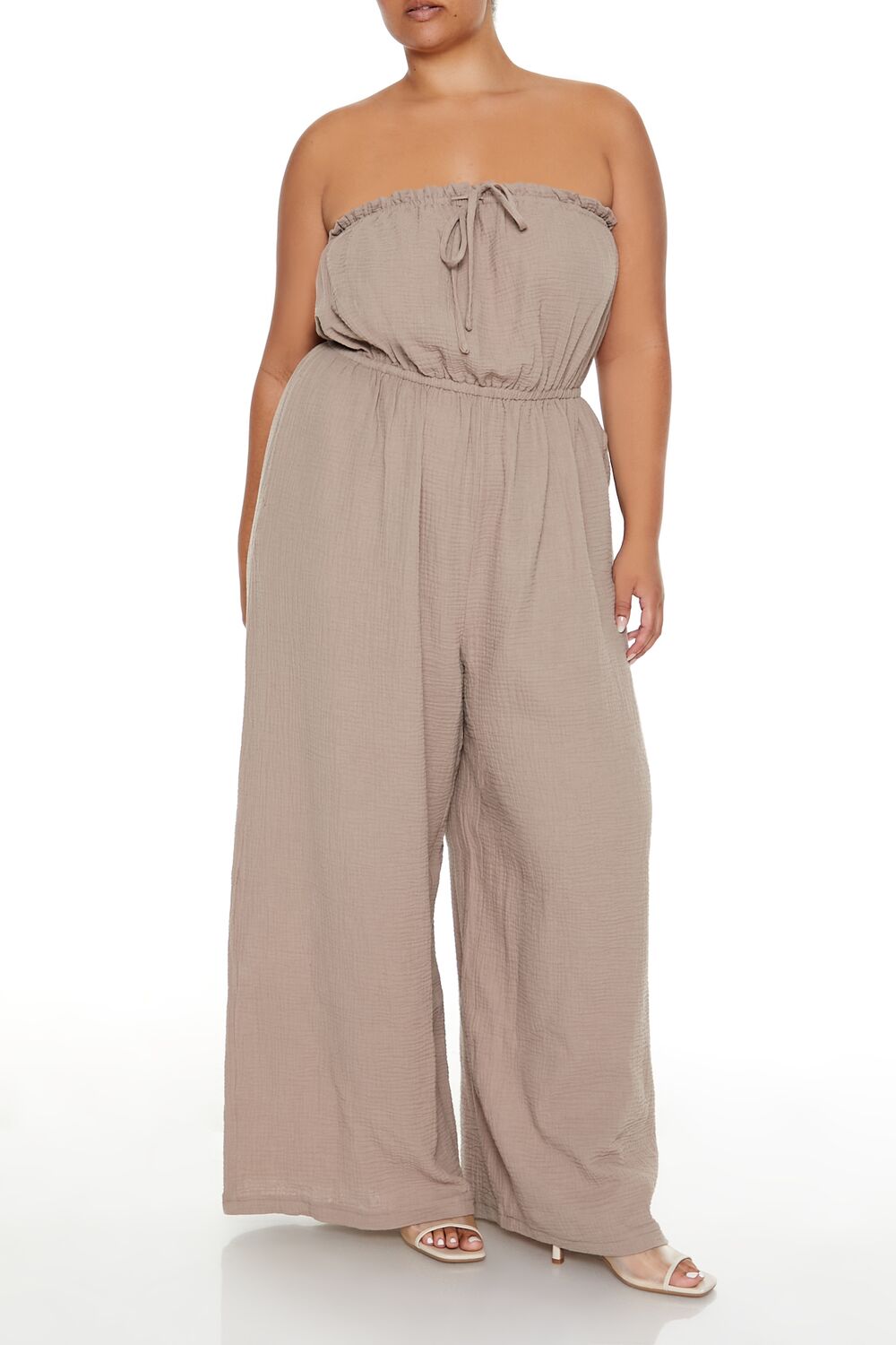  Forever 21 Plus Size Wide-Leg Jumpsuit - safari - Bonton