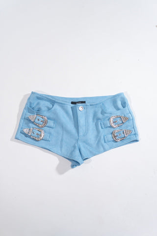 Rhinestone Buckle Low-Rise Shorts