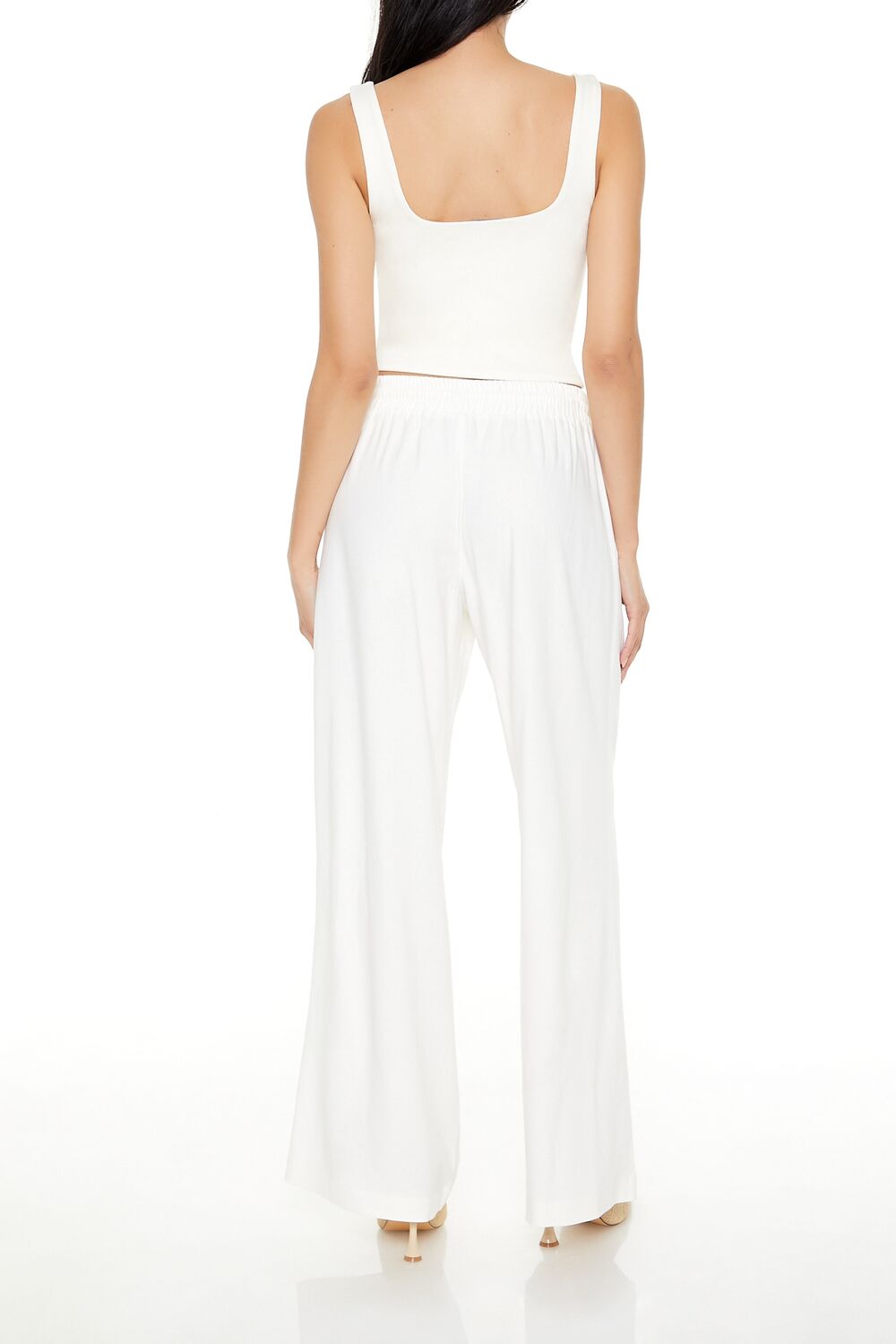  Forever 21 Shirred Tie-Waist Wide-Leg Pants - egret - Bonton