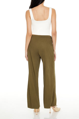 Shirred Tie-Waist Wide-Leg Pants