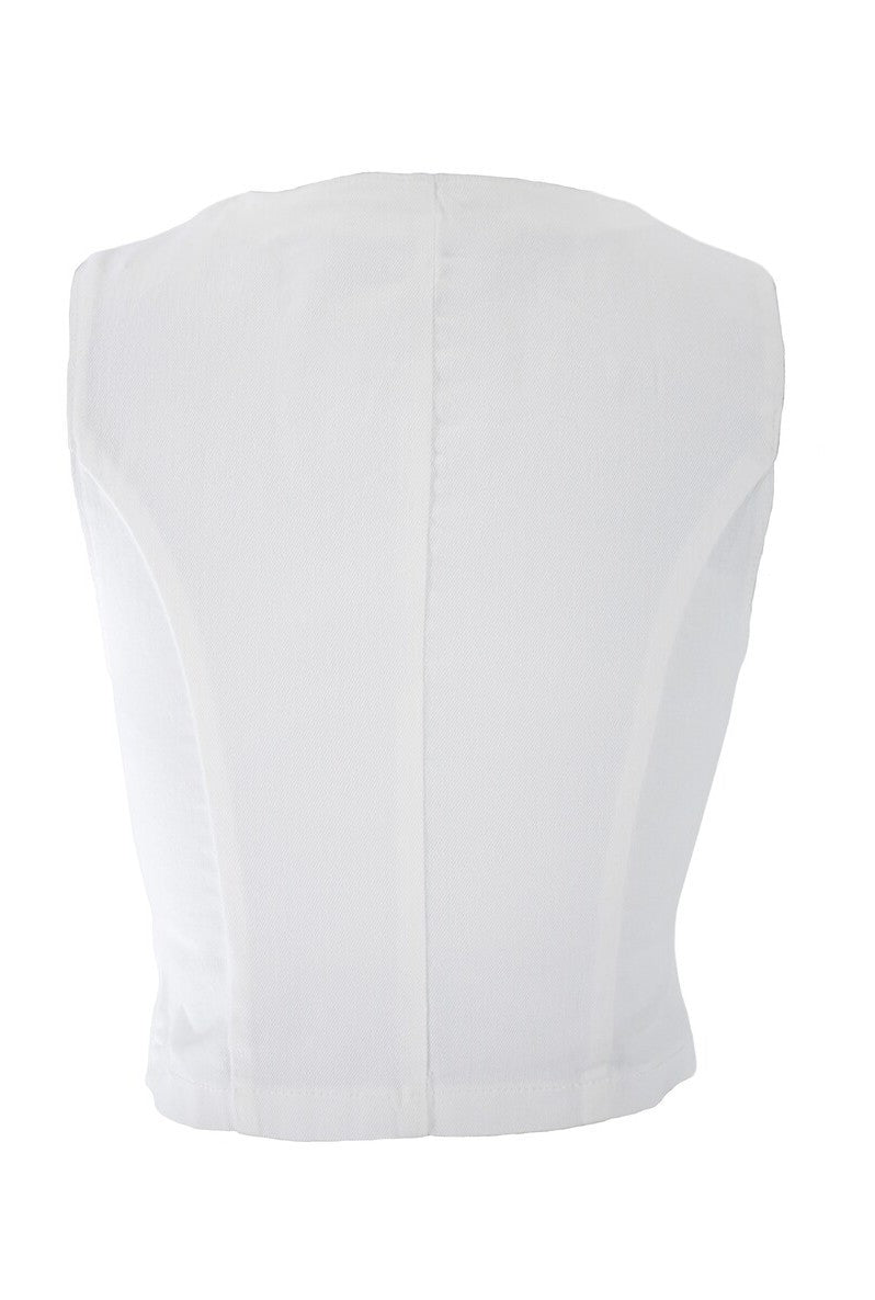  Forever 21 Stretch Denim Vest - white - Bonton